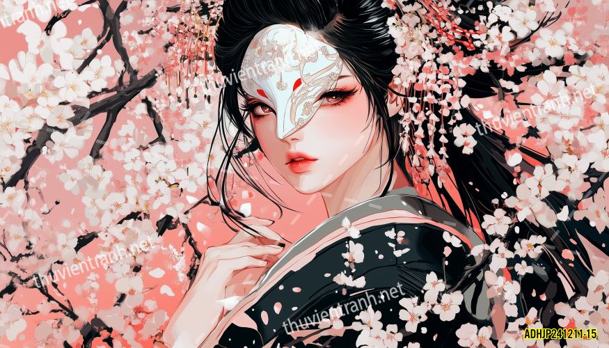 Tranh dán tường hoa cô gái Geisha Nhật Bản-ADHJP241211-15 - Kết quả tìm kiếm tranh tường